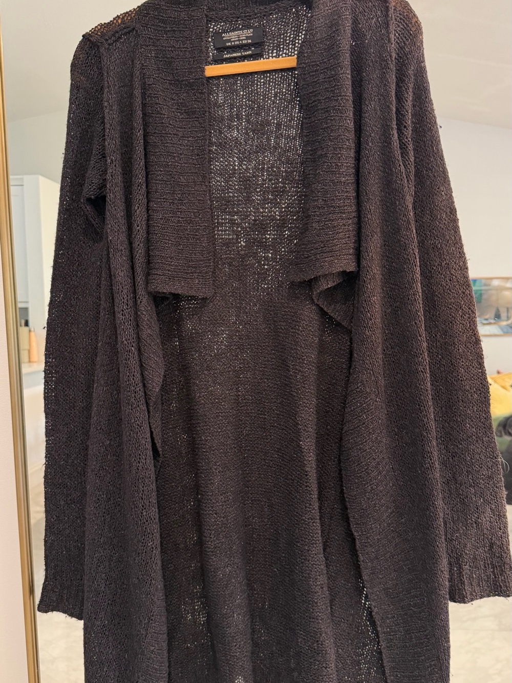 AllSaints Black Chunky Knit Cardigan Care Label